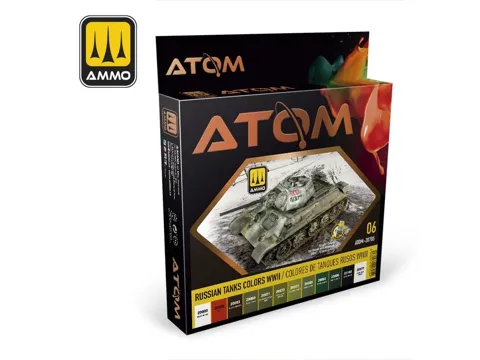 AMMO Mig ATOM 20705 sada barev ruských tanků 2. světové války (Russian Tank Colors WWII)