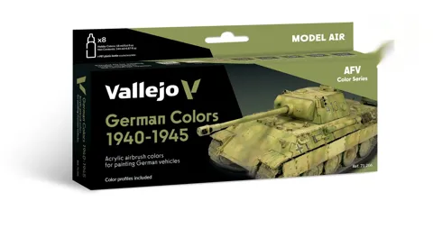 Vallejo Model Air 71206 sada německých barev 2. světové války 1940–1945 (8 × 18 ml)