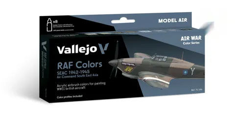 Vallejo Model Air 71146 SEAC RAF 1942–45, sada 8 barev (18 ml)